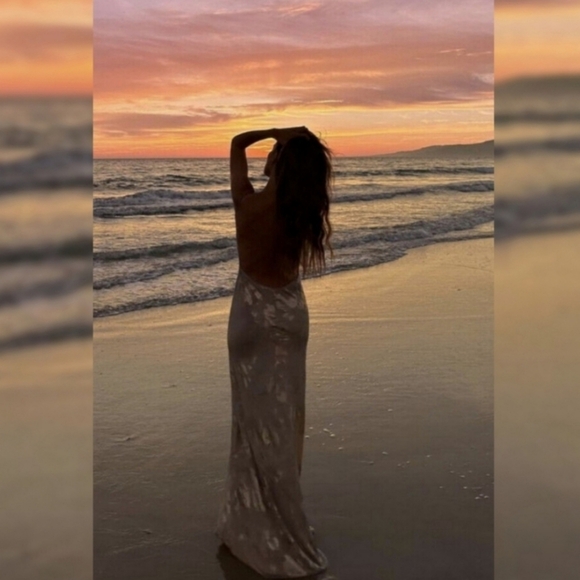 Zara Metallic Foil Slip Dress Maxi Size L - Picture 13 of 16